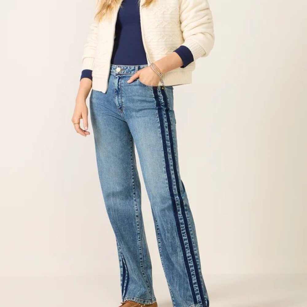 Kut from the Kloth High Rise Sienna Straight Leg Jeans with Side Stripe